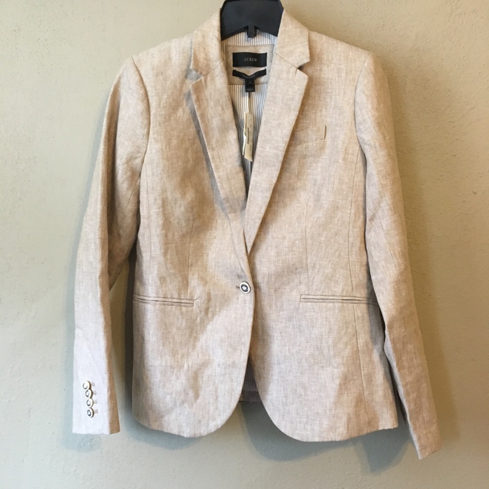 NWT J Crew Campbell Linen Blazer Sz 4 Tan